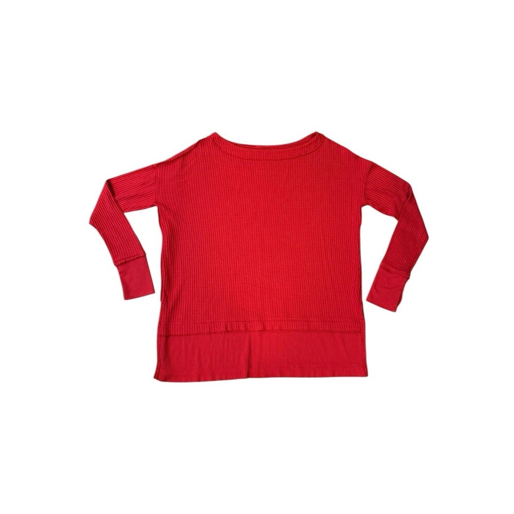 We The Free Women's Medium North Shore Thermal Waffle Knit Tunic Top Phoenix Red